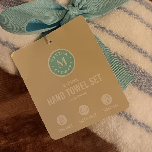Martha Stewart Collection - Striped Nautical Hand Towel - Frozen Pond - Picture 3 of 10